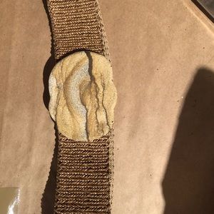 VINTAGE STONE BELT BUCKLE/BELT BEVERLEY HILLS CA